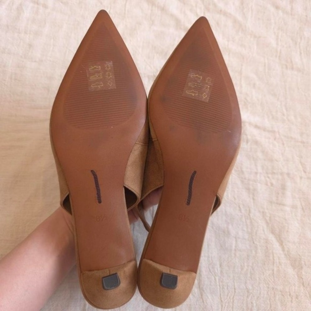 Madewell The Simone Kitten-Heel Slingback Pumps Tan suede‎ 8.5 (NU871) - Picture 6 of 7